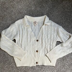 Hippie Rose Cream Cable Knit Cardigan
